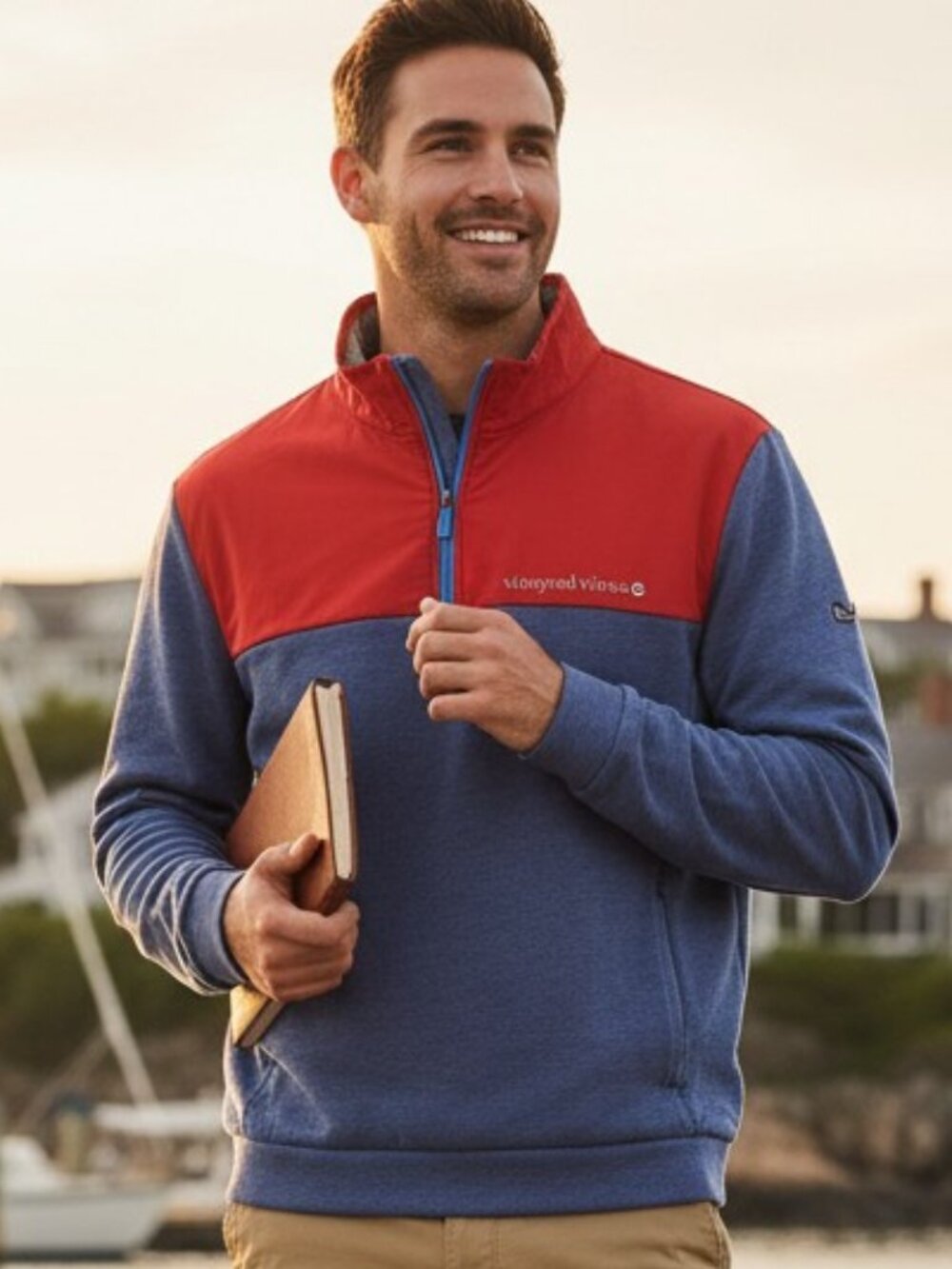 Vineyard Vines Quarter Zip Pullover XL Red Blue Performance Top